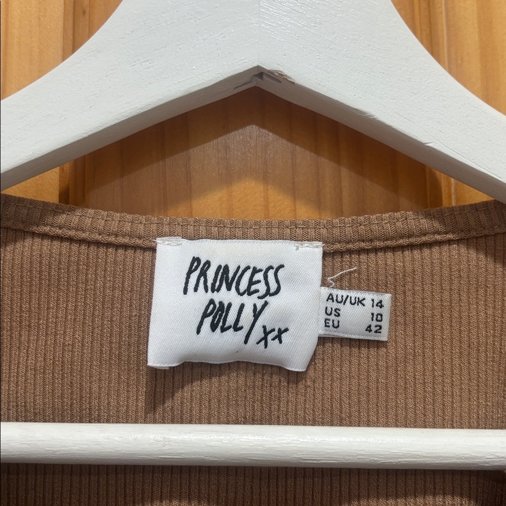 Princess Polly Size 10 Light Brown Ribbed Underwire Crop Top - Picture 4 of 6